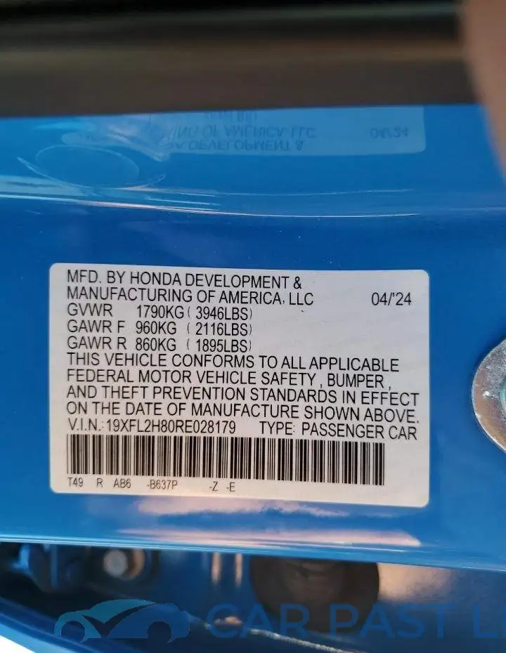 19XFL2H80RE028179# 12