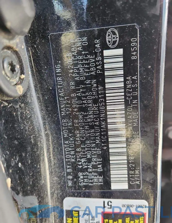 4T1C11AK1NU653111# 12