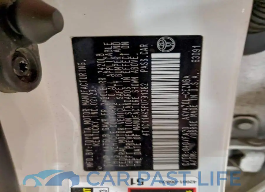 4T1C11AK5PU791382# 12