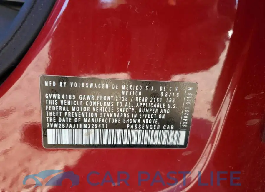 3VW2B7AJ1HM229411# 12