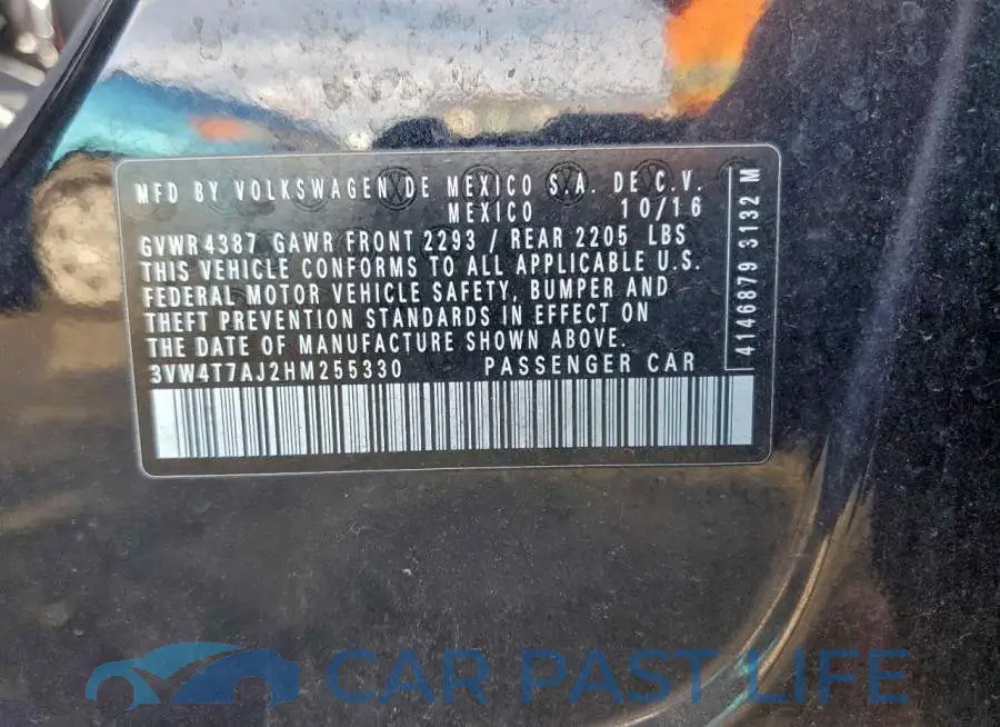 3VW4T7AJ2HM255330# 12