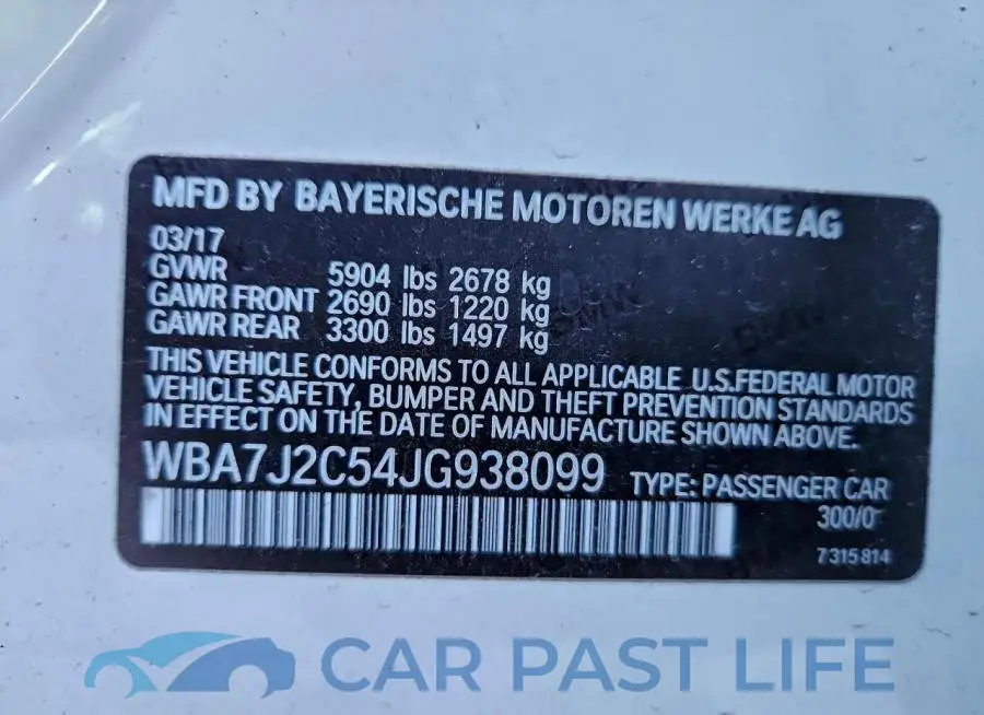 WBA7J2C54JG938099# 12