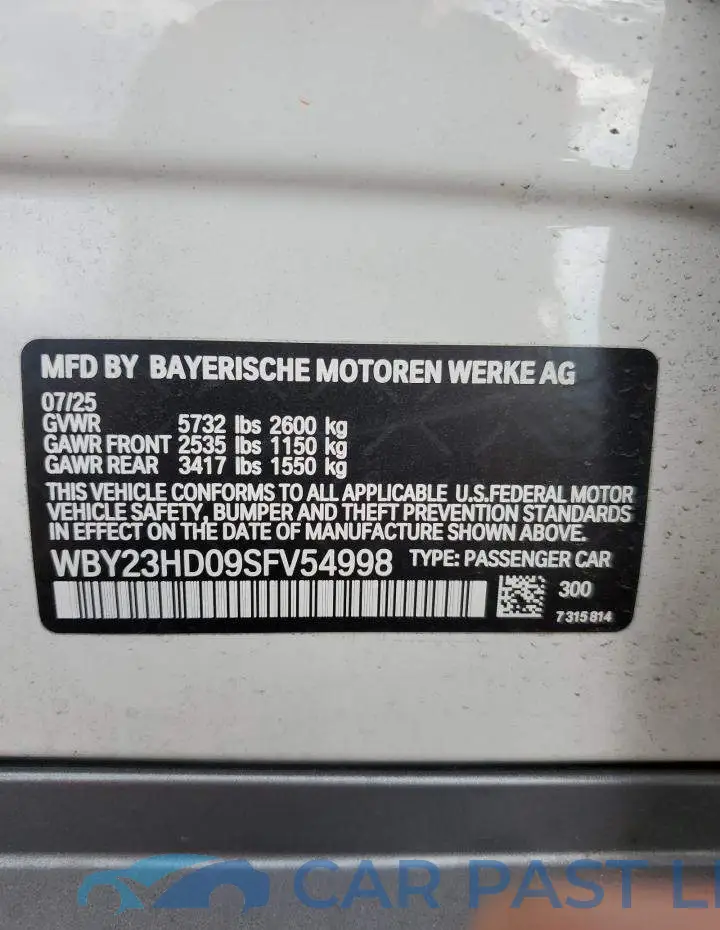 WBY23HD09SFV54998# 13
