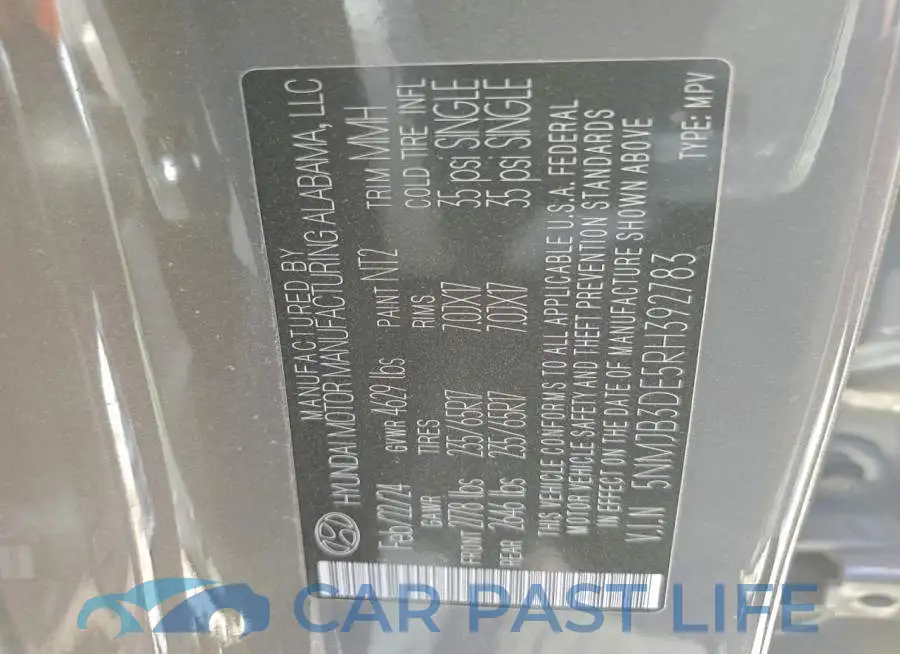 5NMJB3DE5RH392783# 13
