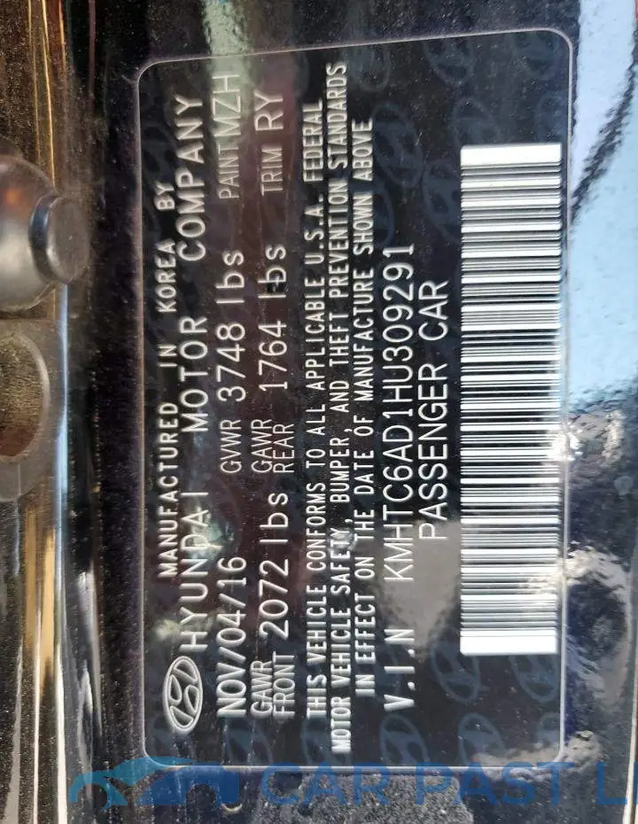 KMHTC6AD1HU309291# 14