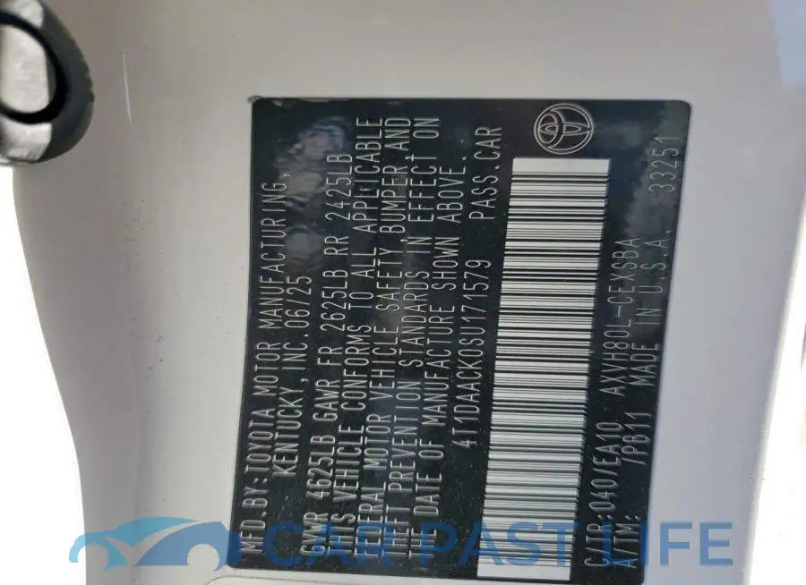 4T1DAACK0SU171579# 12