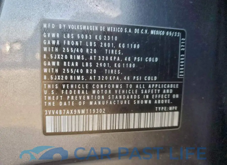 3VV4B7AX9NM119302# 13