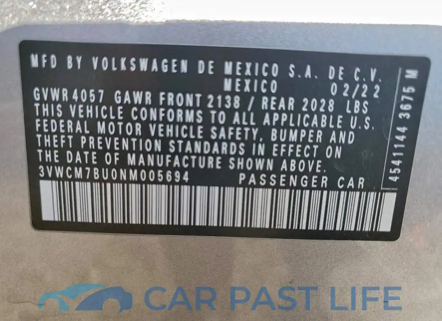 3VWCM7BU0NM005694# 12