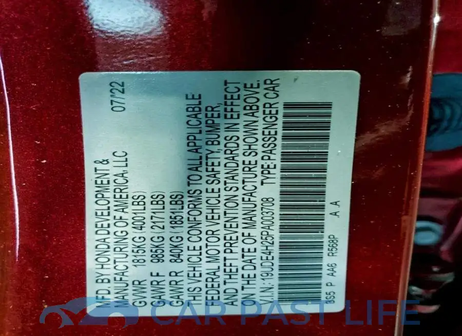 19UDE4H25PA003708# 12