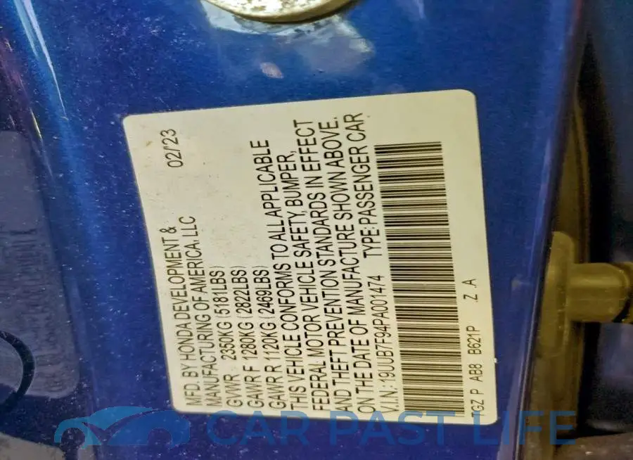19UUB7F94PA001474# 12