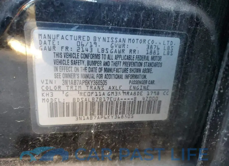 3N1AB7AP6KY368505# 12