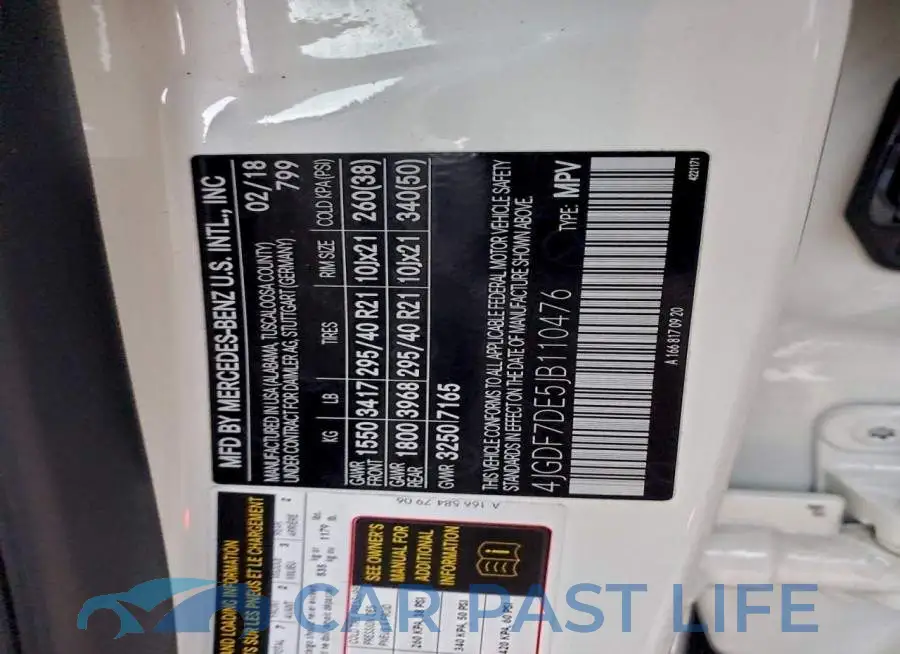4JGDF7DE5JB110476# 12