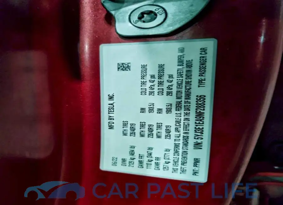 5YJ3E1EA9NF288356# 12