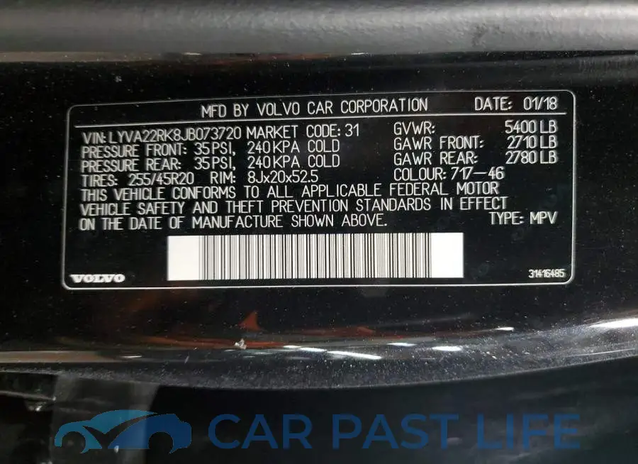 LYVA22RK8JB073720# 12