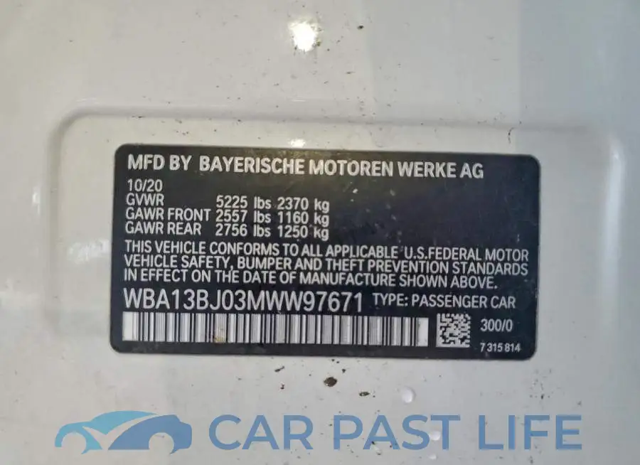 WBA13BJ03MWW97671# 12