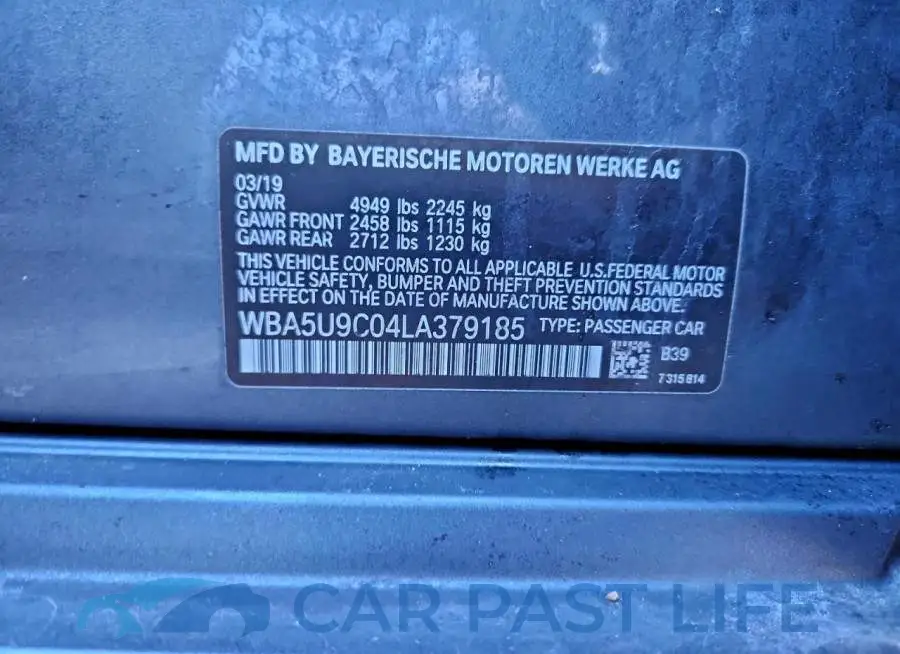 WBA5U9C04LA379185# 12