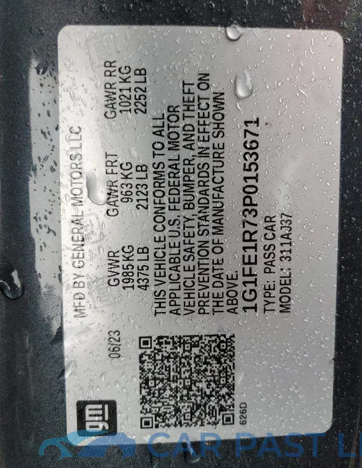 1G1FE1R73P0153671# 12