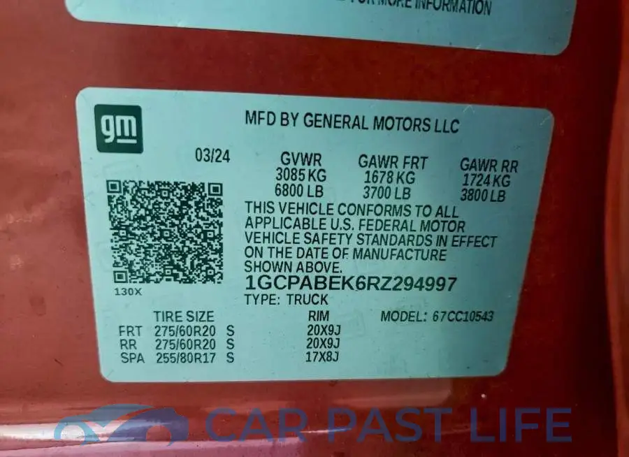 1GCPABEK6RZ294997# 12
