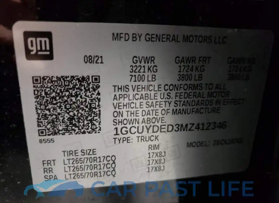 1GCUYDED3MZ412346# 12