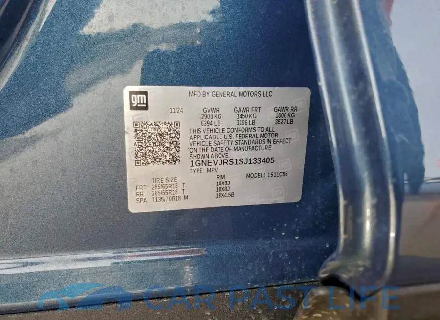 1GNEVJRS1SJ133405# 13