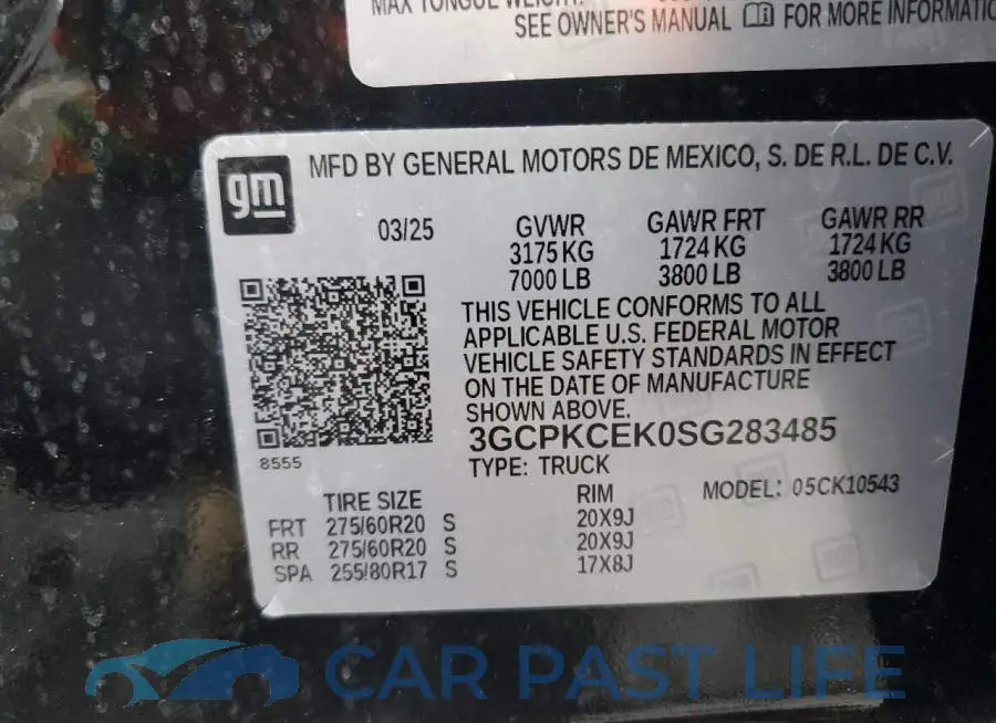 3GCPKCEK0SG283485# 12