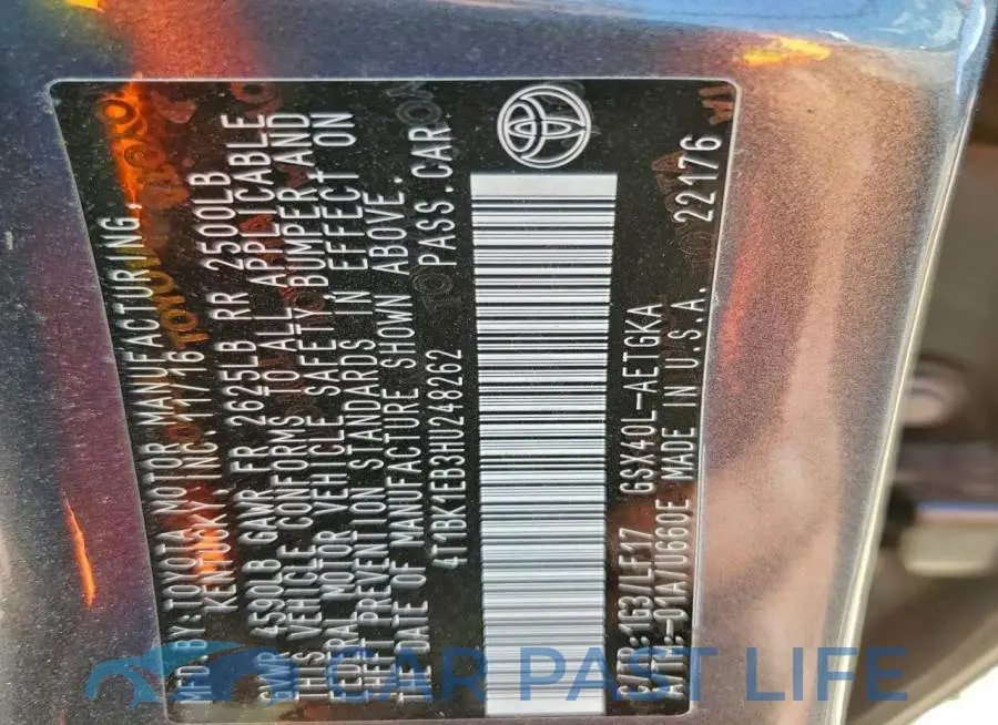 4T1BK1EB3HU248262# 12