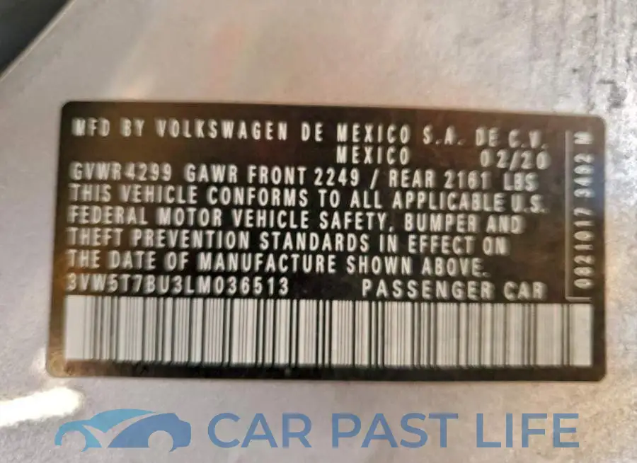 3VW5T7BU3LM036513# 12