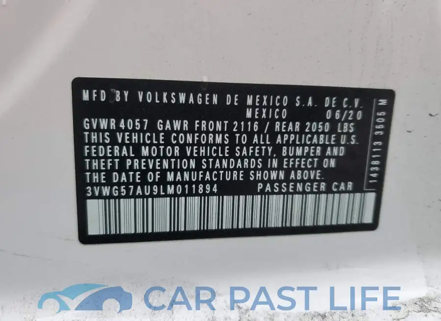 3VWG57AU9LM011894# 12