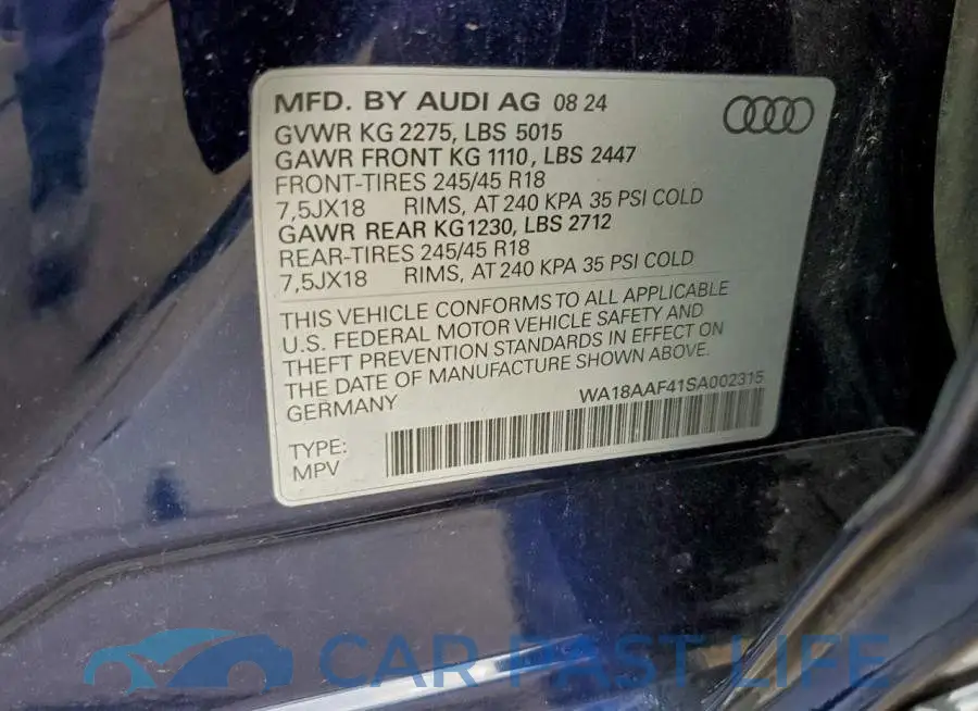 WA18AAF41SA002315# 12