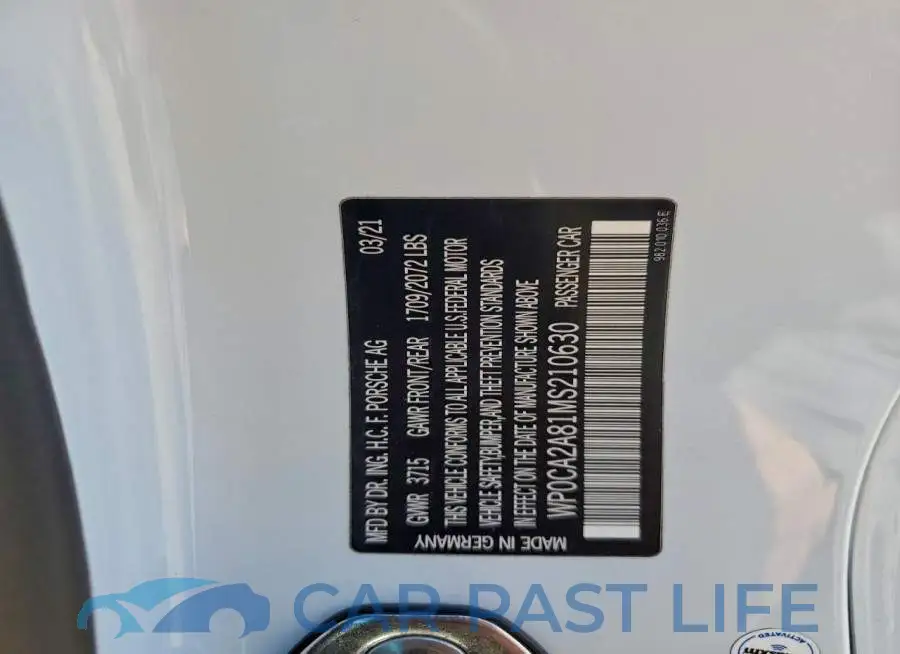 WP0CA2A81MS210630# 12