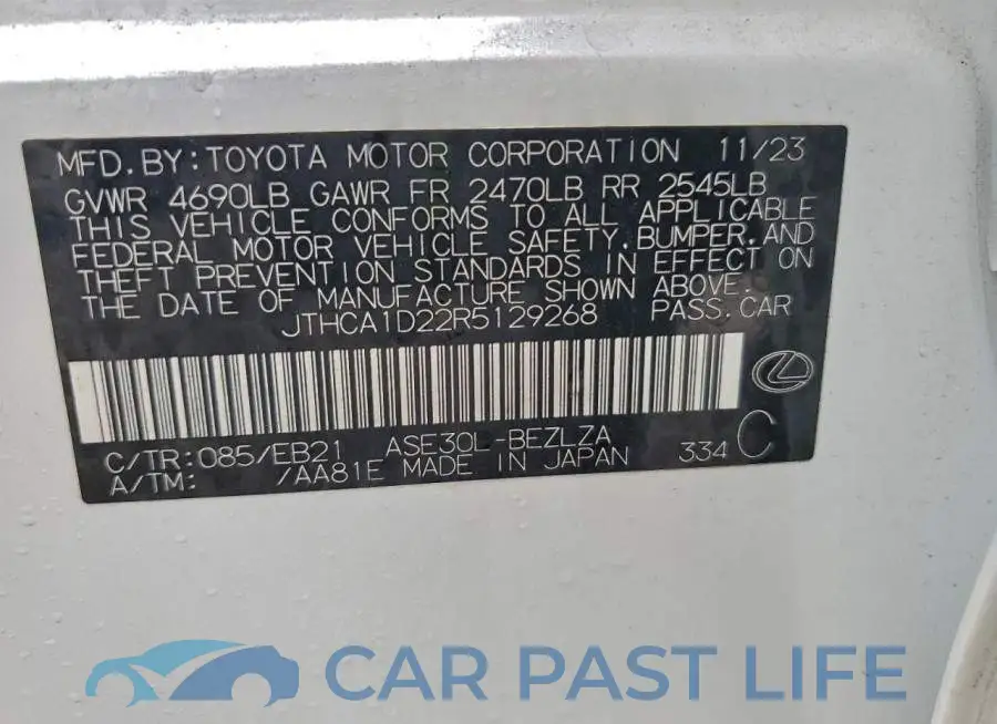 JTHCA1D22R5129268# 12