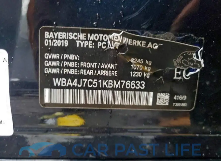WBA4J7C51KBM76633# 13