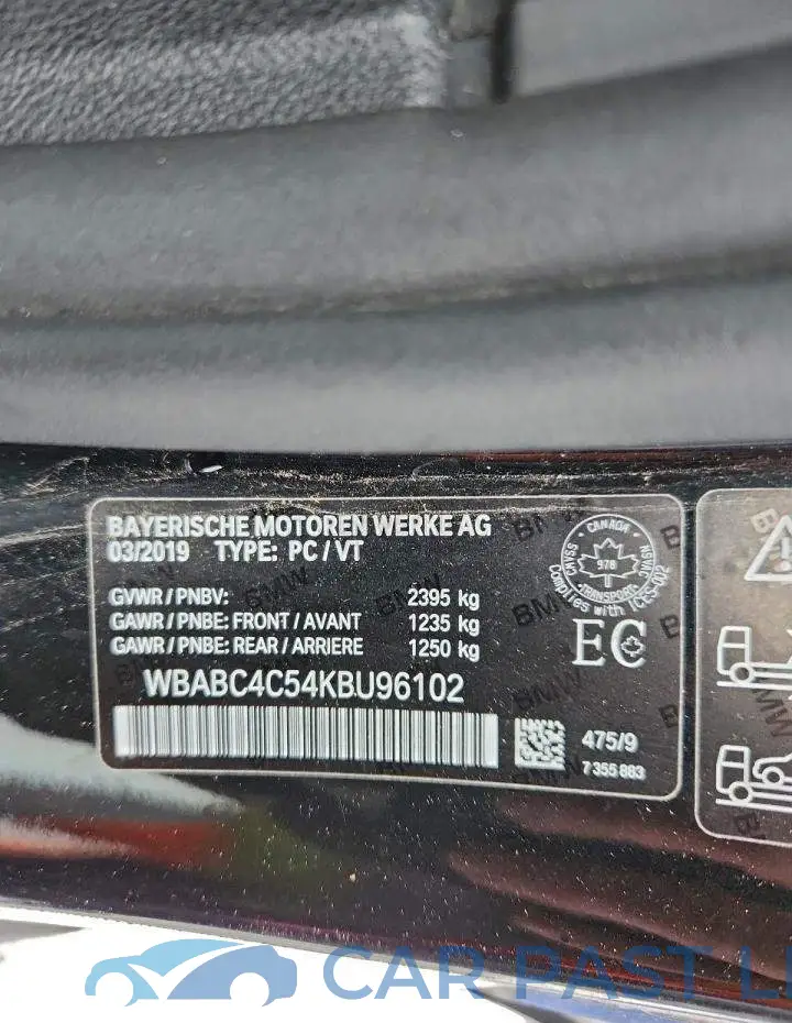 WBABC4C54KBU96102# 12