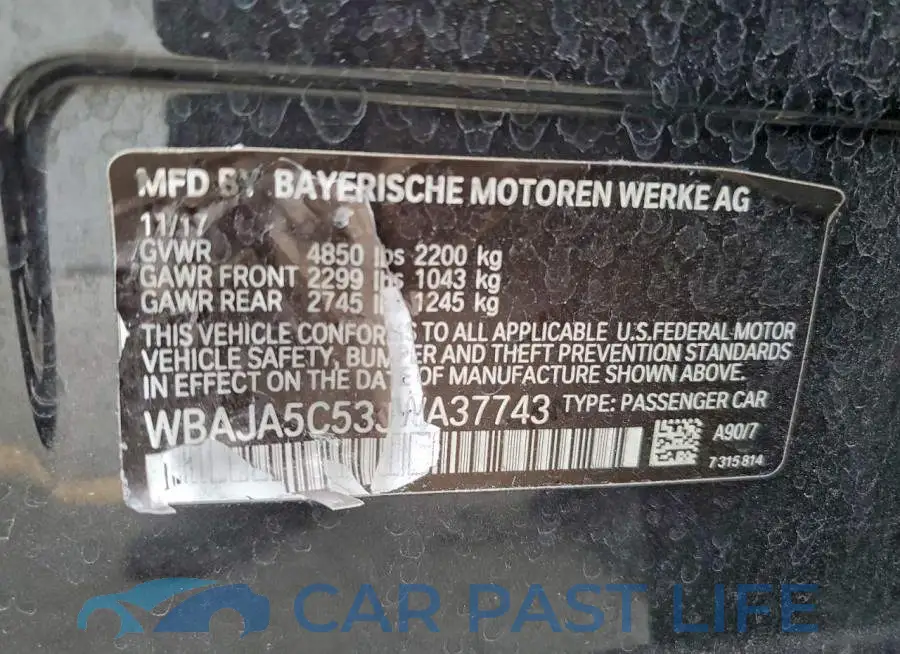 WBAJA5C53JWA37743# 12