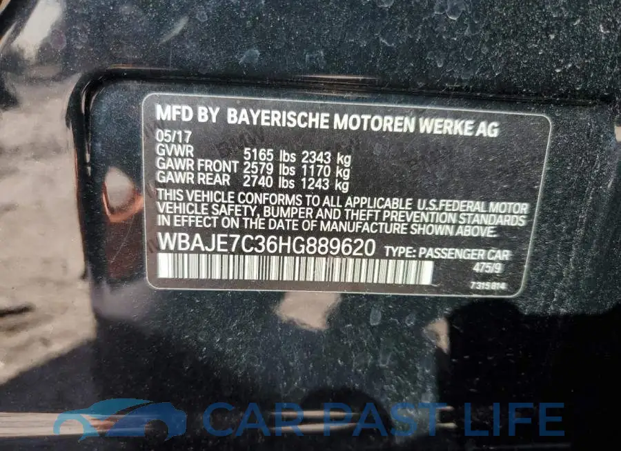 WBAJE7C36HG889620# 12