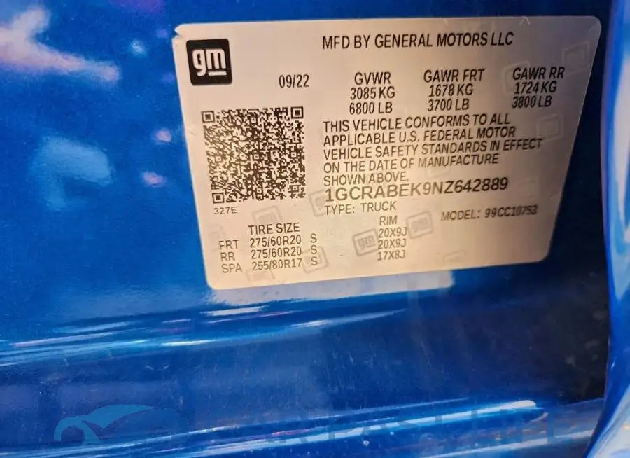 1GCRABEK9NZ642889# 12
