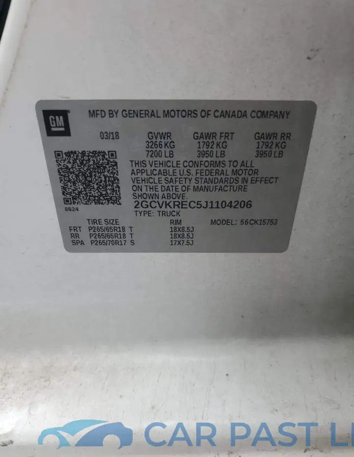 2GCVKREC5J1104206# 12