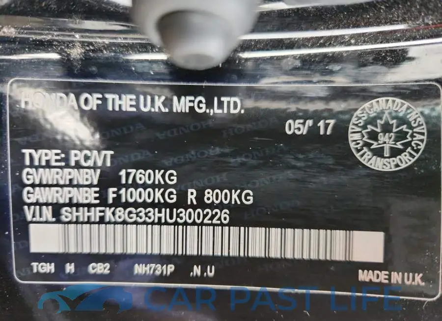 SHHFK8G33HU300226# 13