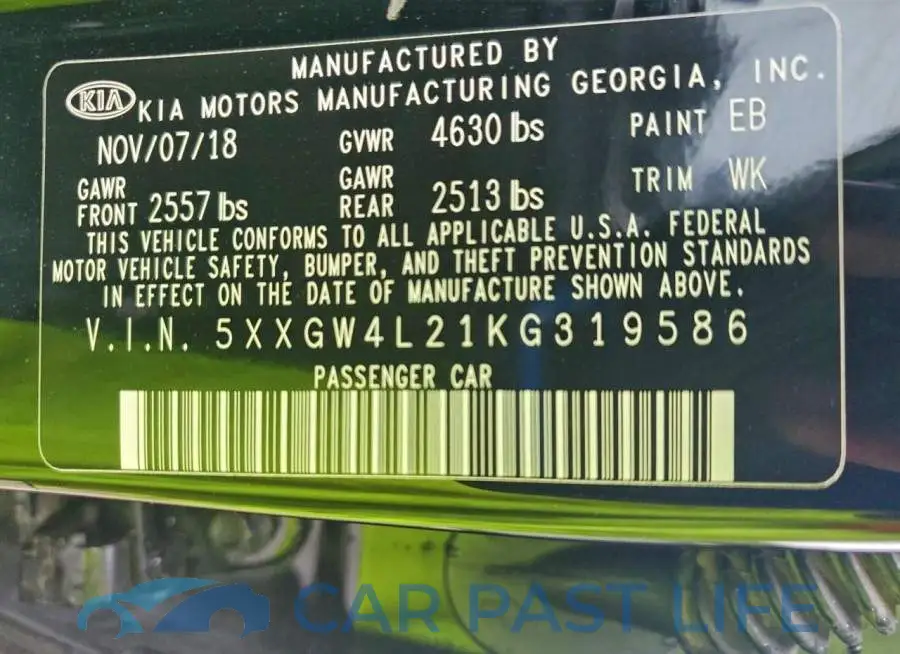 5XXGW4L21KG319586# 13