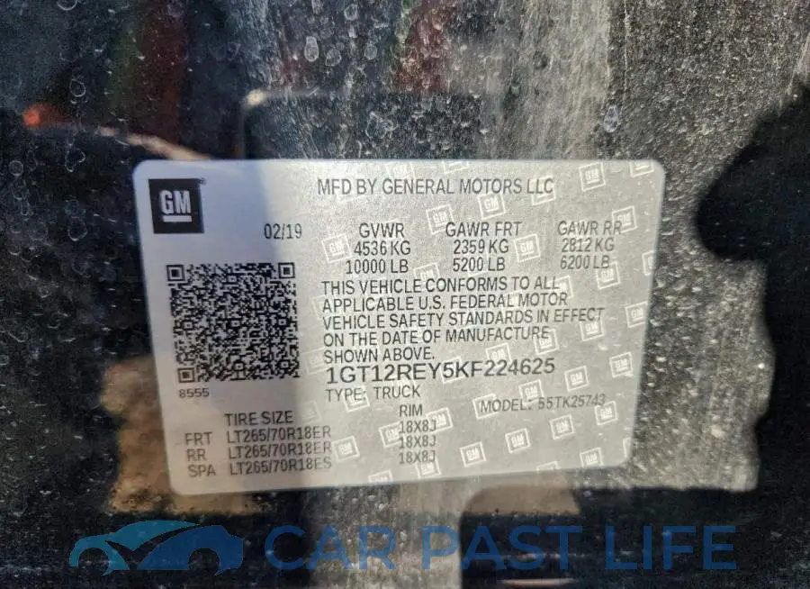 1GT12REY5KF224625# 12
