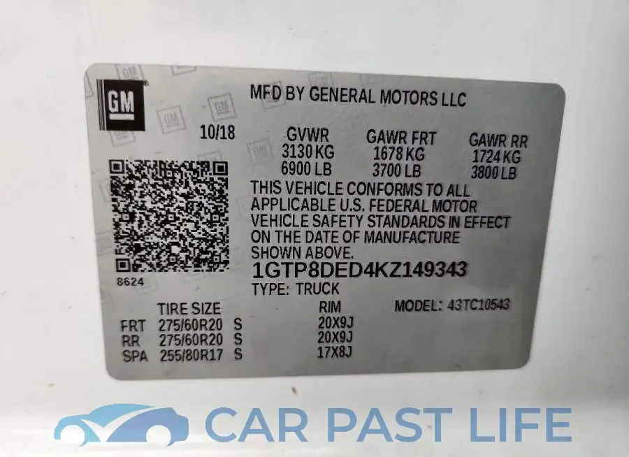 1GTP8DED4KZ149343# 12