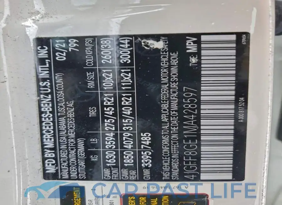 4JGFF8GE1MA428597# 14