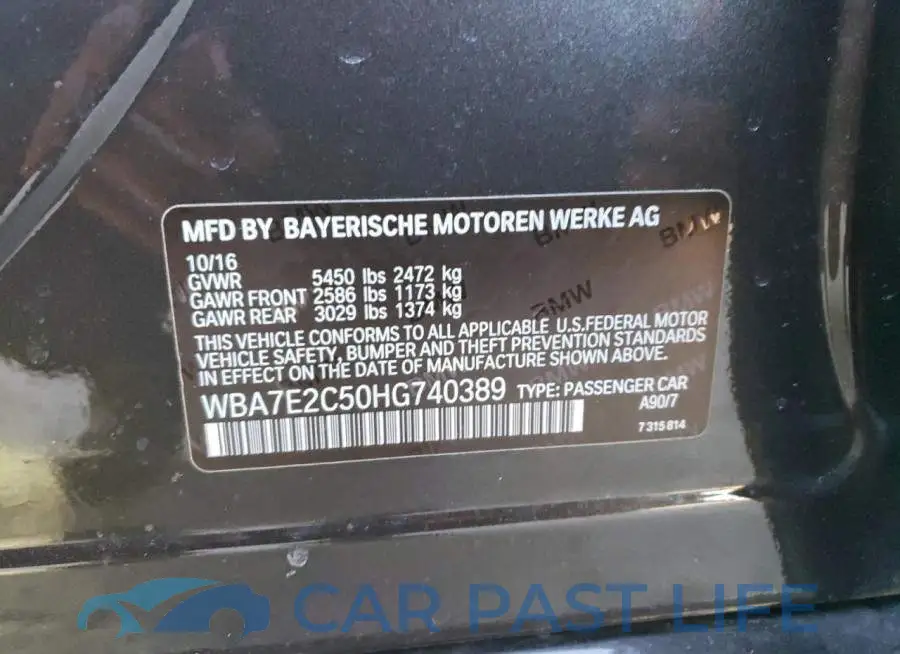 WBA7E2C50HG740389# 12