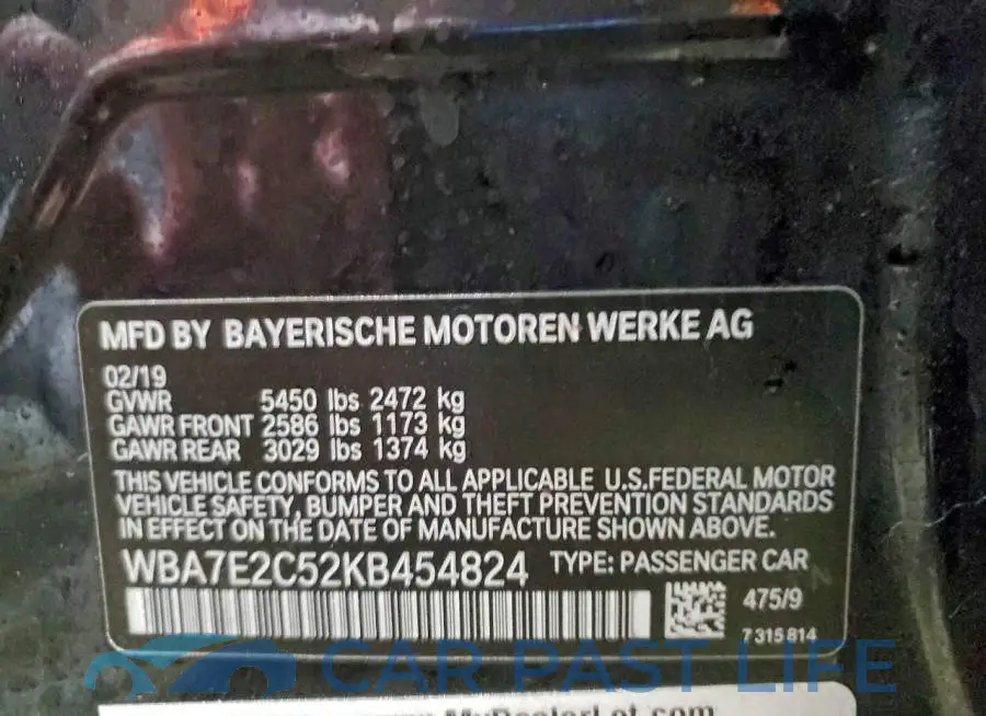 WBA7E2C52KB454824# 13