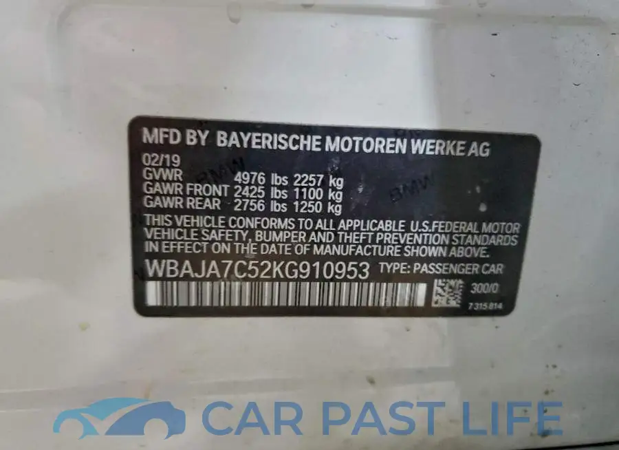 WBAJA7C52KG910953# 13