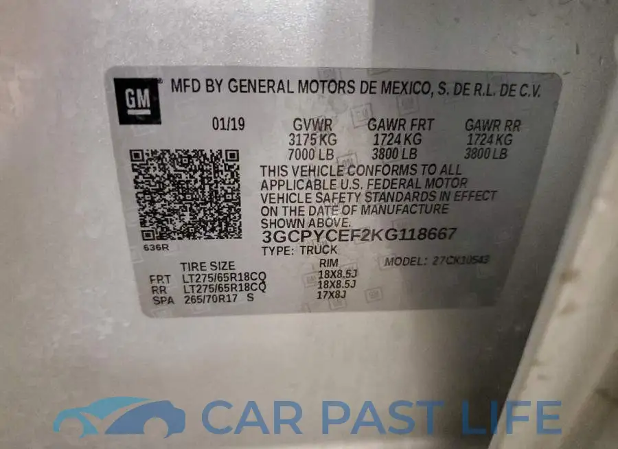 3GCPYCEF2KG118667# 12