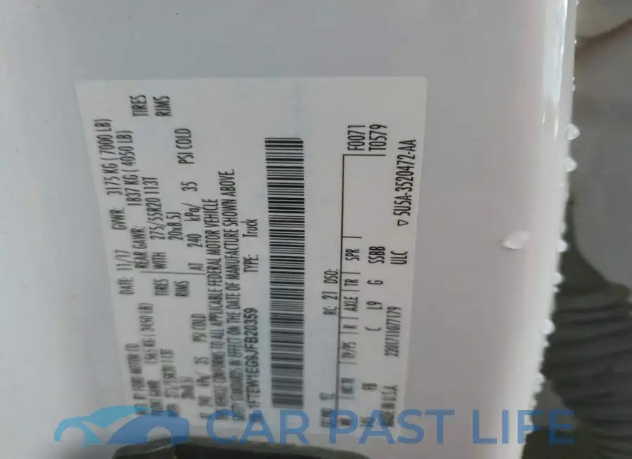 1FTEW1EG9JFB20359# 12