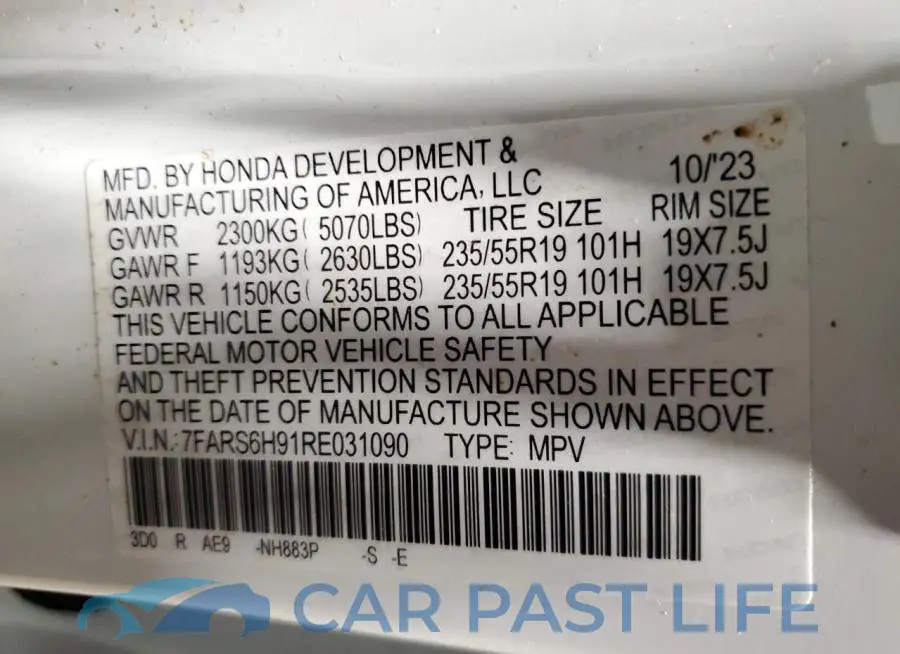 7FARS6H91RE031090# 14