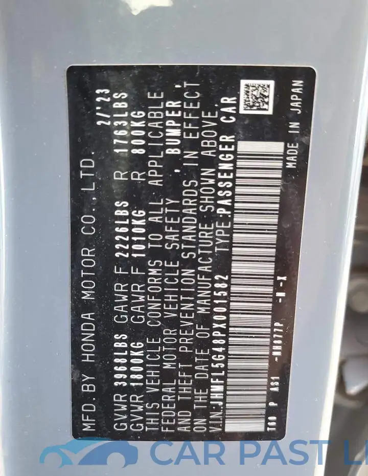 JHMFL5G48PX001582# 13