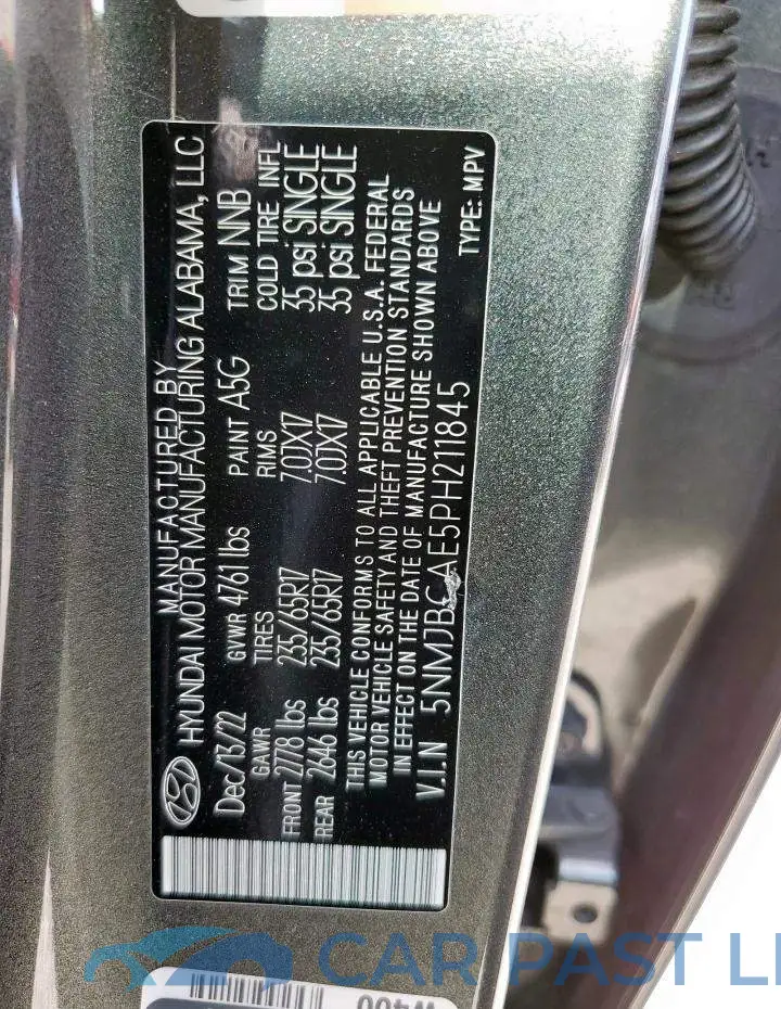 5NMJBCAE5PH211845# 13